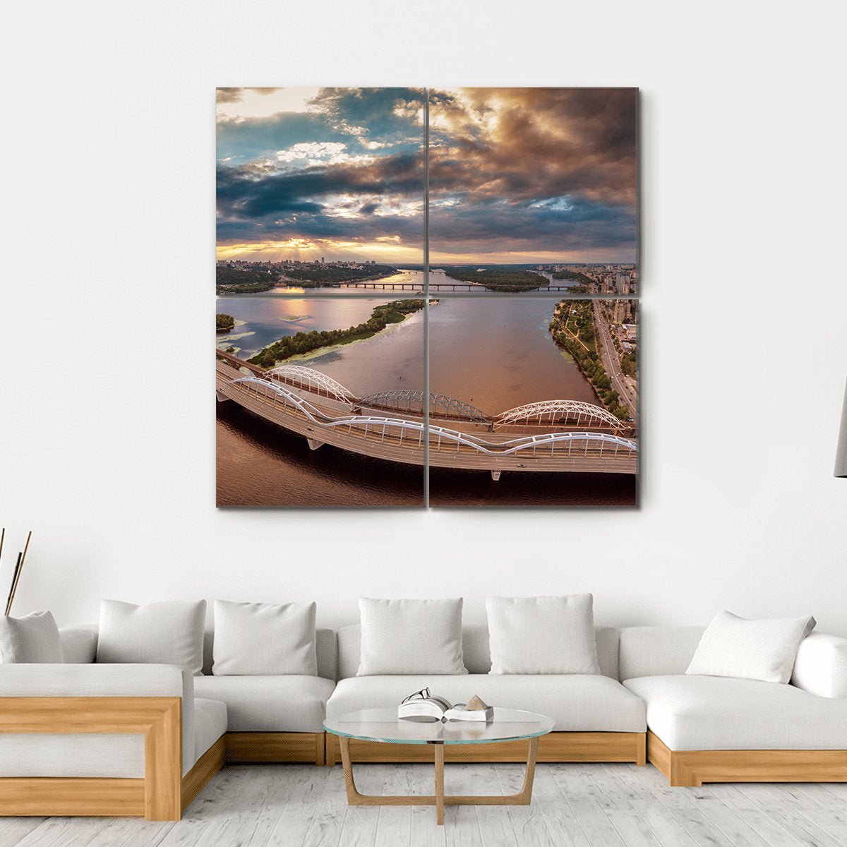 View Of Kiev Bridge Canvas Wall Art-4 Square-Gallery Wrap-17" x 17"-Tiaracle