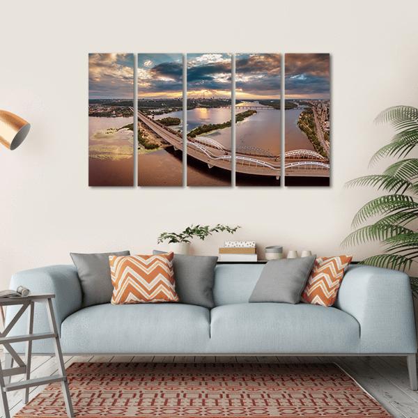 View Of Kiev Bridge Canvas Wall Art-5 Horizontal-Gallery Wrap-22" x 12"-Tiaracle