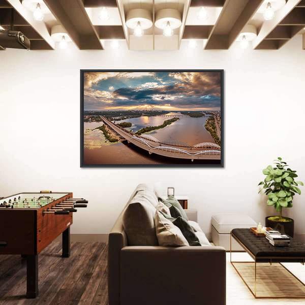 View Of Kiev Bridge Canvas Wall Art-5 Horizontal-Gallery Wrap-22" x 12"-Tiaracle