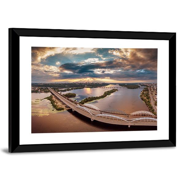 View Of Kiev Bridge Canvas Wall Art-3 Horizontal-Gallery Wrap-25" x 16"-Tiaracle