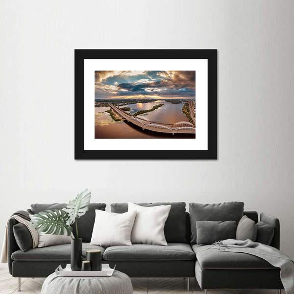 View Of Kiev Bridge Canvas Wall Art-3 Horizontal-Gallery Wrap-25&quot; x 16&quot;-Tiaracle