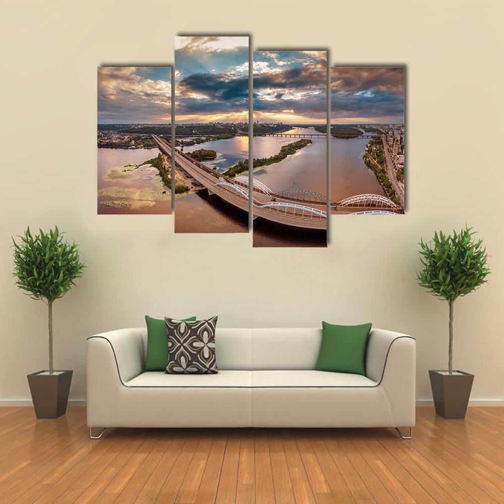 View Of Kiev Bridge Canvas Wall Art-4 Pop-Gallery Wrap-50&quot; x 32&quot;-Tiaracle