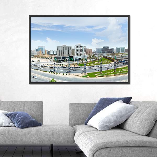View Of King Fahd Road In Riyadh Panoramic Canvas Wall Art-1 Piece-36" x 12"-Tiaracle
