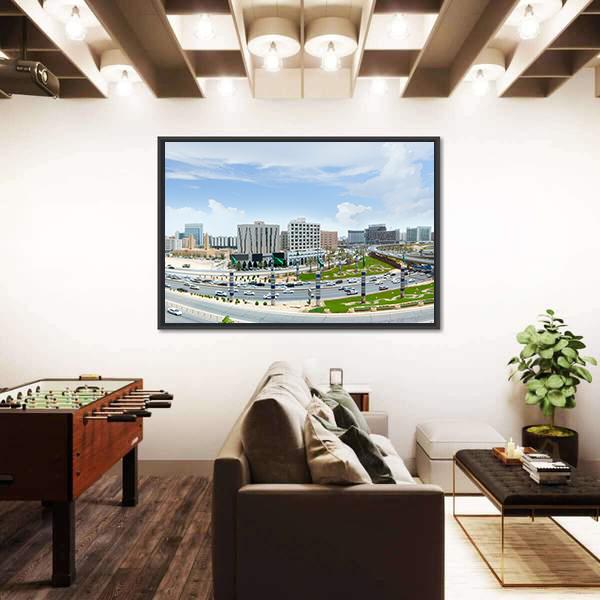 View Of King Fahd Road In Riyadh Panoramic Canvas Wall Art-1 Piece-36" x 12"-Tiaracle