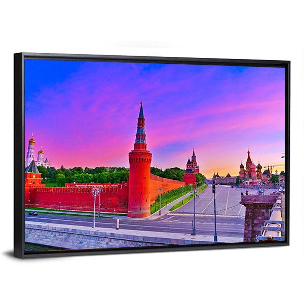 View of Kremlin At Dawn In Moscow Russia Canvas Wall Art-3 Horizontal-Gallery Wrap-25" x 16"-Tiaracle