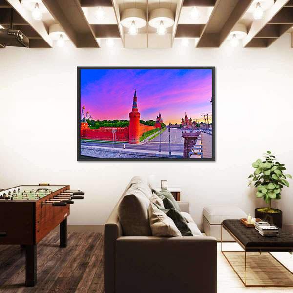 View of Kremlin At Dawn In Moscow Russia Canvas Wall Art-3 Horizontal-Gallery Wrap-25" x 16"-Tiaracle