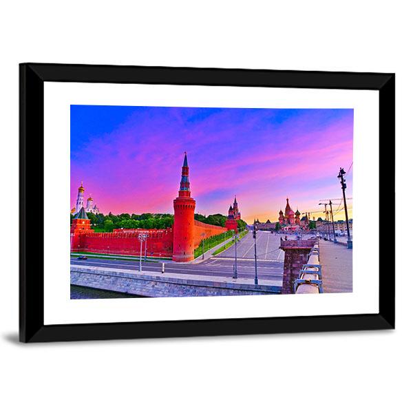 View of Kremlin At Dawn In Moscow Russia Canvas Wall Art-3 Horizontal-Gallery Wrap-25" x 16"-Tiaracle