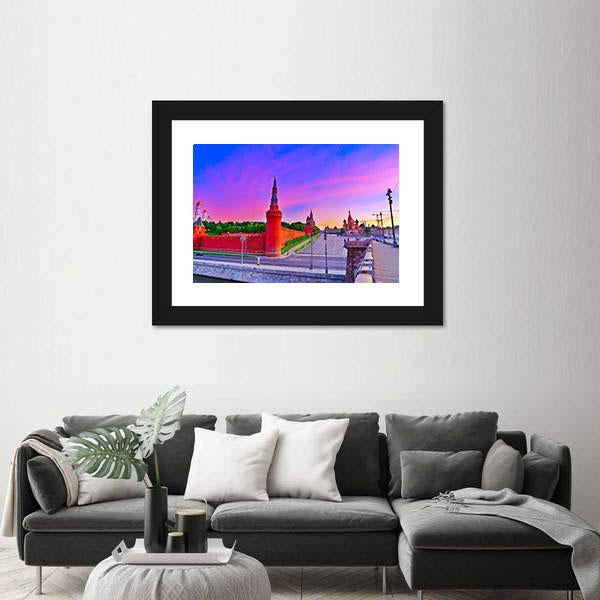 View of Kremlin At Dawn In Moscow Russia Canvas Wall Art-3 Horizontal-Gallery Wrap-25" x 16"-Tiaracle