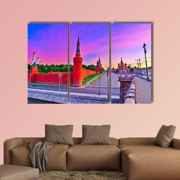 View of Kremlin At Dawn In Moscow Russia Canvas Wall Art-3 Horizontal-Gallery Wrap-37" x 24"-Tiaracle