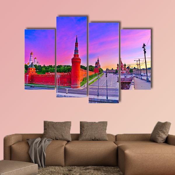View of Kremlin At Dawn In Moscow Russia Canvas Wall Art-4 Pop-Gallery Wrap-50" x 32"-Tiaracle