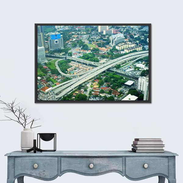 View Of Kuala Lumpur Malaysia Canvas Wall Art-1 Piece-Floating Frame-24&quot; x 16&quot;-Tiaracle