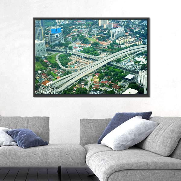 View Of Kuala Lumpur Malaysia Canvas Wall Art-3 Horizontal-Gallery Wrap-25&quot; x 16&quot;-Tiaracle