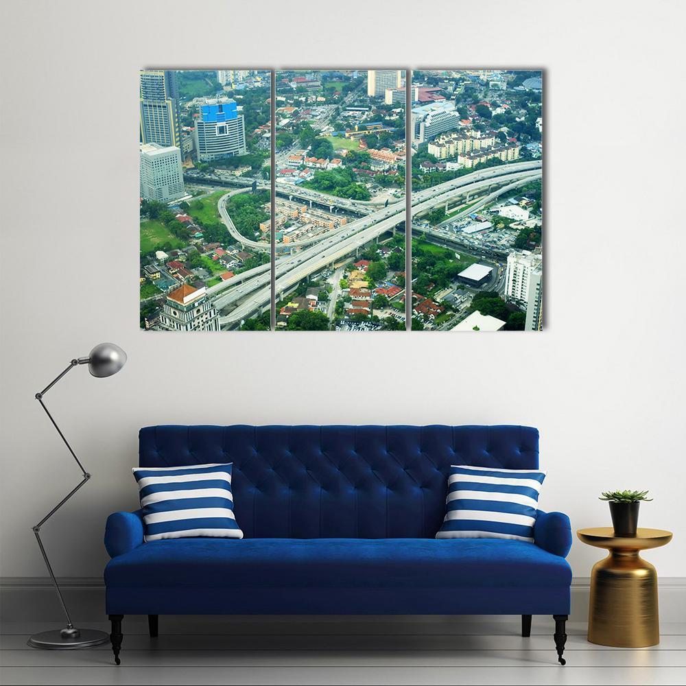 View Of Kuala Lumpur Malaysia Canvas Wall Art-3 Horizontal-Gallery Wrap-37&quot; x 24&quot;-Tiaracle