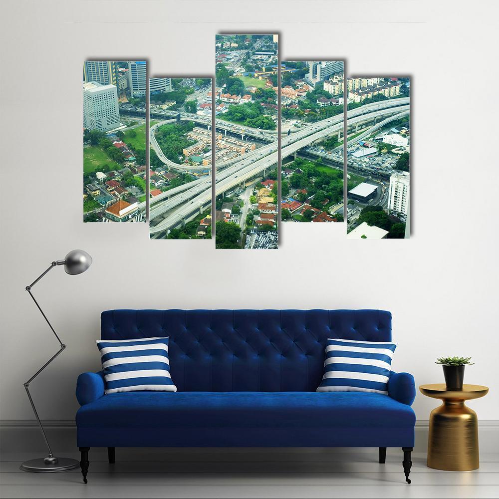 View Of Kuala Lumpur Malaysia Canvas Wall Art-5 Pop-Gallery Wrap-47&quot; x 32&quot;-Tiaracle