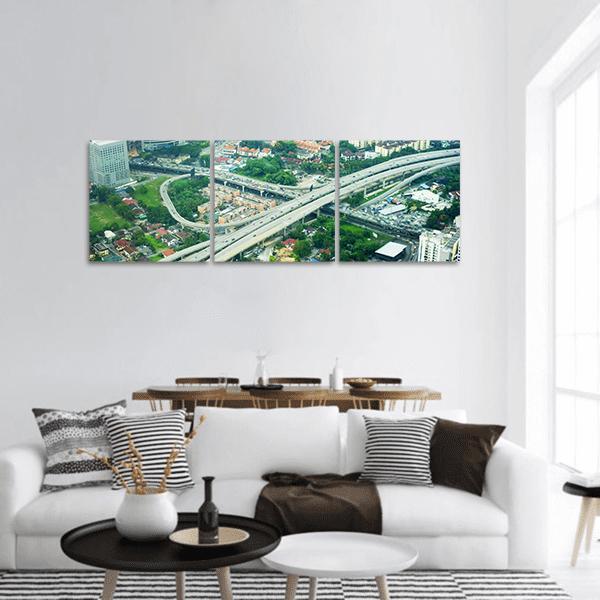 View Of Kuala Lumpur Panoramic Canvas Wall Art-3 Piece-25" x 08"-Tiaracle