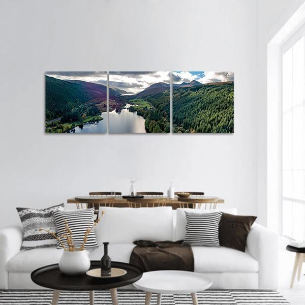 View Of Laggan In Scotland Panoramic Canvas Wall Art-3 Piece-25" x 08"-Tiaracle