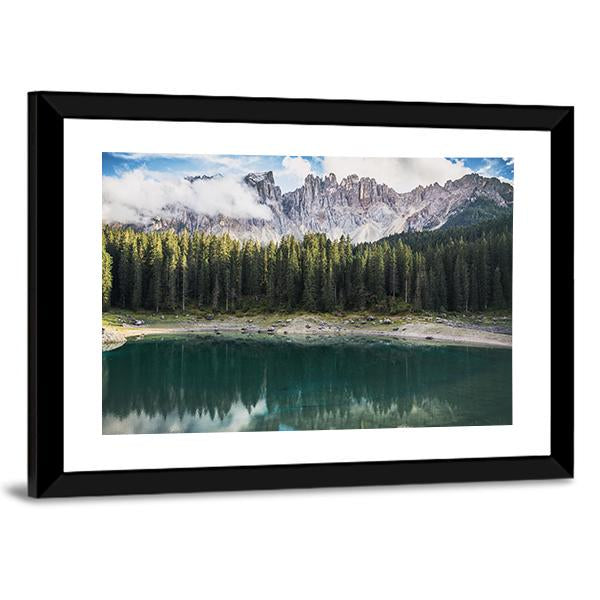 View Of Lago Di Carezza Dolomites In Italy Canvas Wall Art-3 Horizontal-Gallery Wrap-25" x 16"-Tiaracle