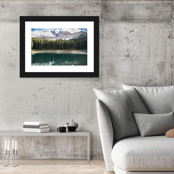 View Of Lago Di Carezza Dolomites In Italy Canvas Wall Art-3 Horizontal-Gallery Wrap-25" x 16"-Tiaracle