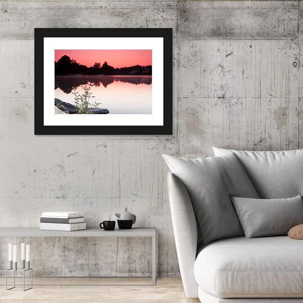 View Of Lake And Houses During Sunrise Canvas Wall Art-3 Horizontal-Gallery Wrap-25" x 16"-Tiaracle