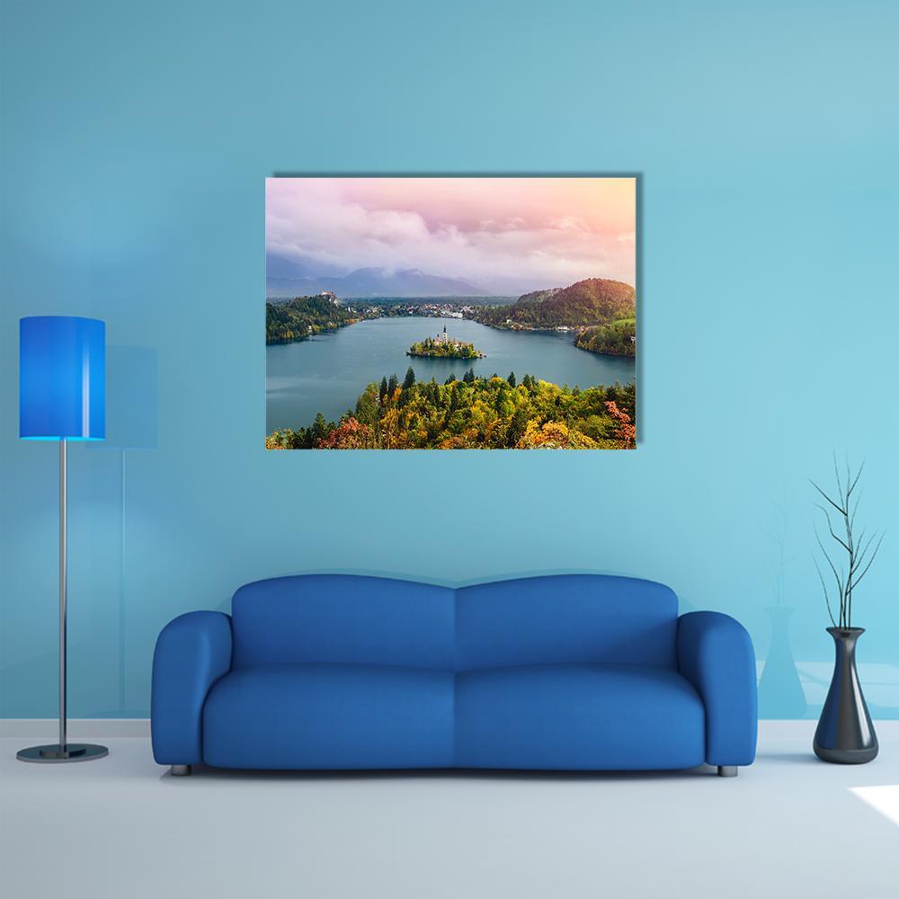 View Of Lake Bled In Slovenia Canvas Wall Art-1 Piece-Gallery Wrap-36" x 24"-Tiaracle