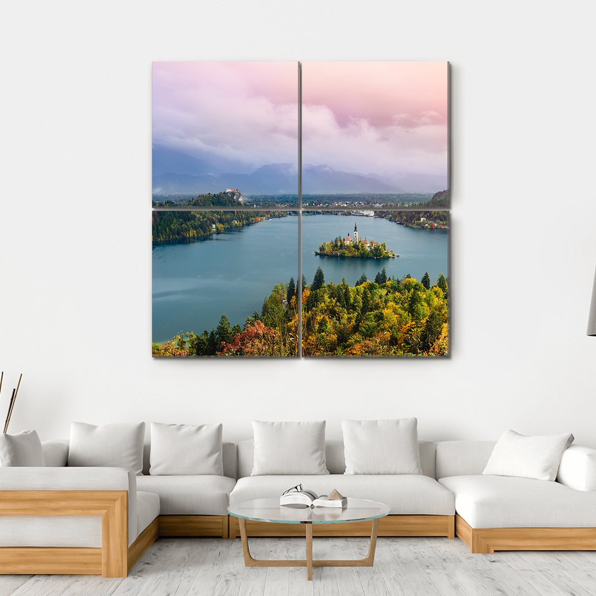View Of Lake Bled In Slovenia Canvas Wall Art-4 Square-Gallery Wrap-17" x 17"-Tiaracle