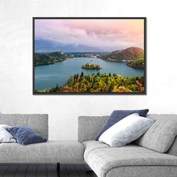 View Of Lake Bled In Slovenia Panoramic Canvas Wall Art-1 Piece-36" x 12"-Tiaracle