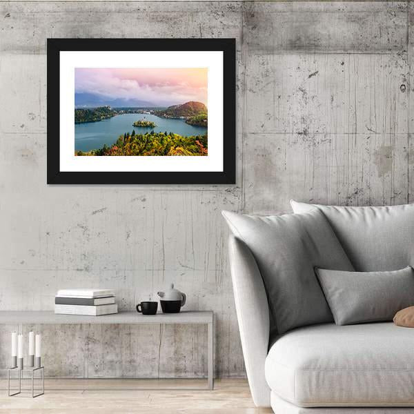 View Of Lake Bled In Slovenia Panoramic Canvas Wall Art-1 Piece-36" x 12"-Tiaracle