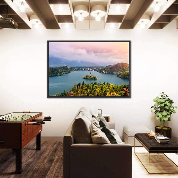 View Of Lake Bled In Slovenia Panoramic Canvas Wall Art-1 Piece-36" x 12"-Tiaracle