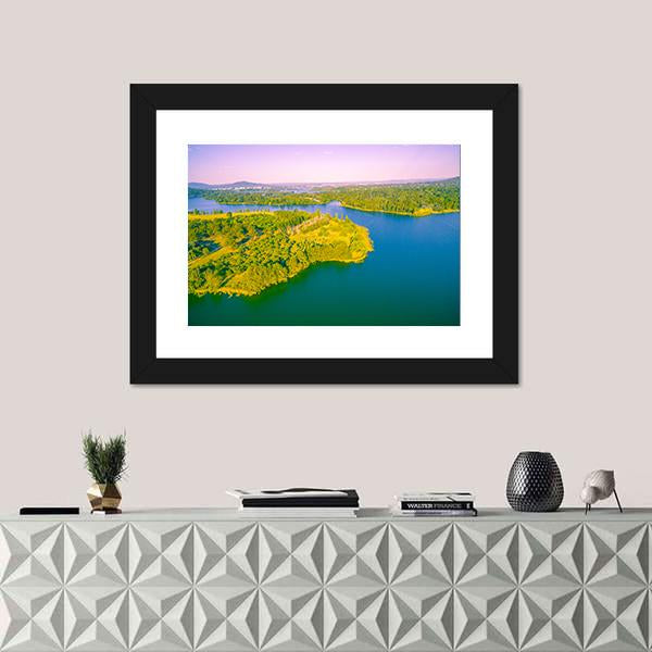 View Of Lake Burley Griffin Canvas Wall Art-1 Piece-Framed Print-20" x 16"-Tiaracle