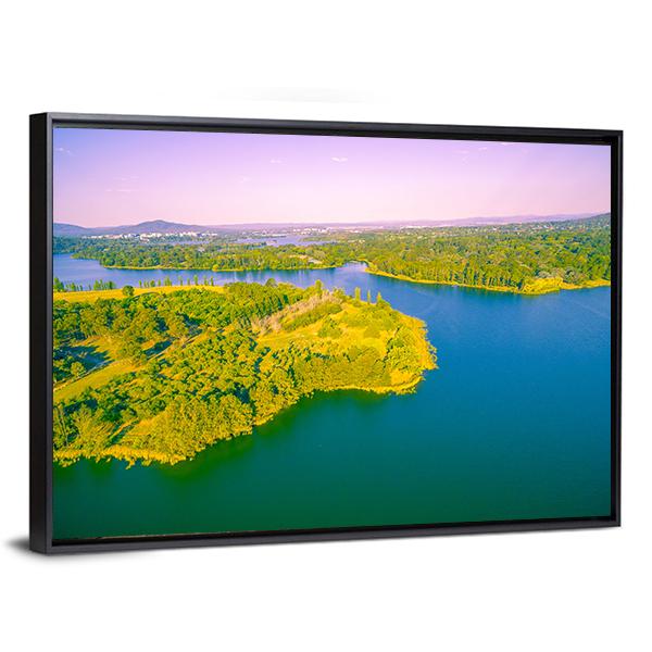 View Of Lake Burley Griffin Canvas Wall Art-3 Horizontal-Gallery Wrap-25&quot; x 16&quot;-Tiaracle