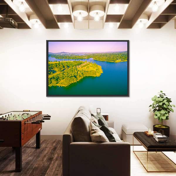 View Of Lake Burley Griffin Canvas Wall Art-3 Horizontal-Gallery Wrap-25&quot; x 16&quot;-Tiaracle