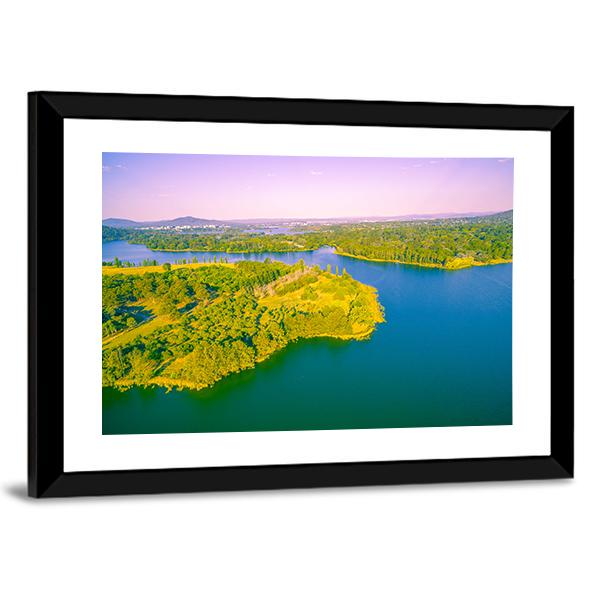 View Of Lake Burley Griffin Canvas Wall Art-3 Horizontal-Gallery Wrap-25" x 16"-Tiaracle