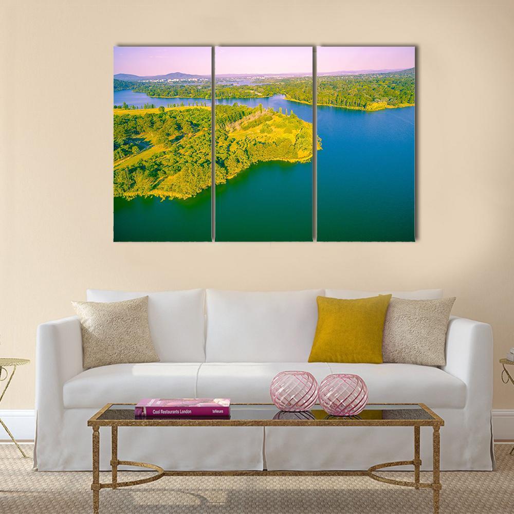 View Of Lake Burley Griffin Canvas Wall Art-3 Horizontal-Gallery Wrap-37" x 24"-Tiaracle