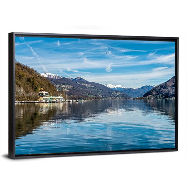View Of Lake Ceresio Canvas Wall Art-3 Horizontal-Gallery Wrap-25" x 16"-Tiaracle