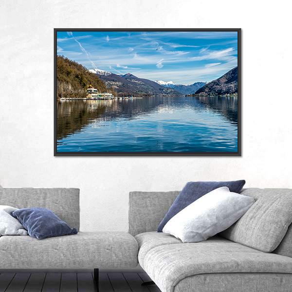 View Of Lake Ceresio Canvas Wall Art-3 Horizontal-Gallery Wrap-25" x 16"-Tiaracle