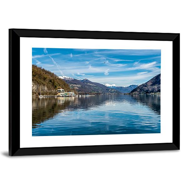 View Of Lake Ceresio Canvas Wall Art-3 Horizontal-Gallery Wrap-25" x 16"-Tiaracle