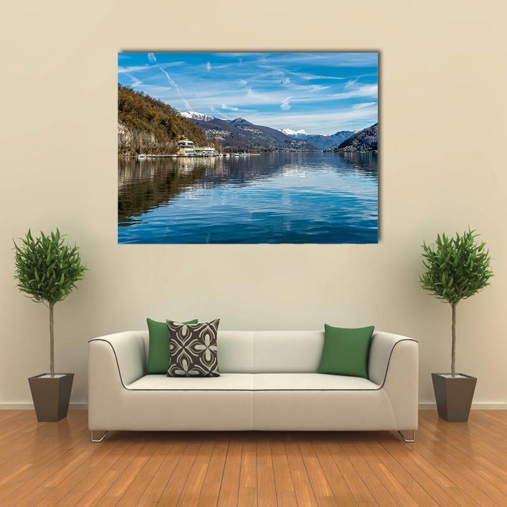 View Of Lake Ceresio Canvas Wall Art-1 Piece-Gallery Wrap-48" x 32"-Tiaracle