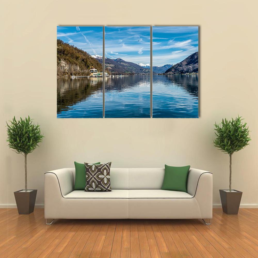 View Of Lake Ceresio Canvas Wall Art-3 Horizontal-Gallery Wrap-37" x 24"-Tiaracle