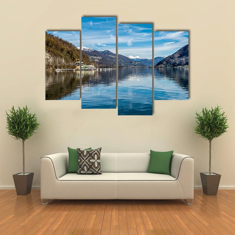 View Of Lake Ceresio Canvas Wall Art-4 Pop-Gallery Wrap-50" x 32"-Tiaracle