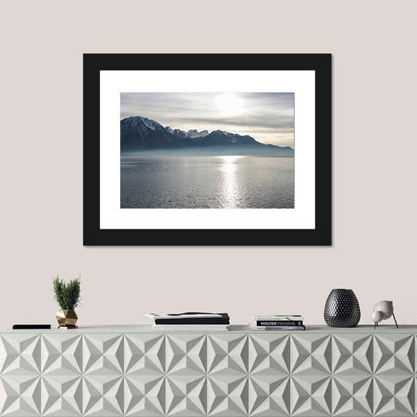 View Of Lake Geneva Canvas Wall Art-1 Piece-Framed Print-20" x 16"-Tiaracle