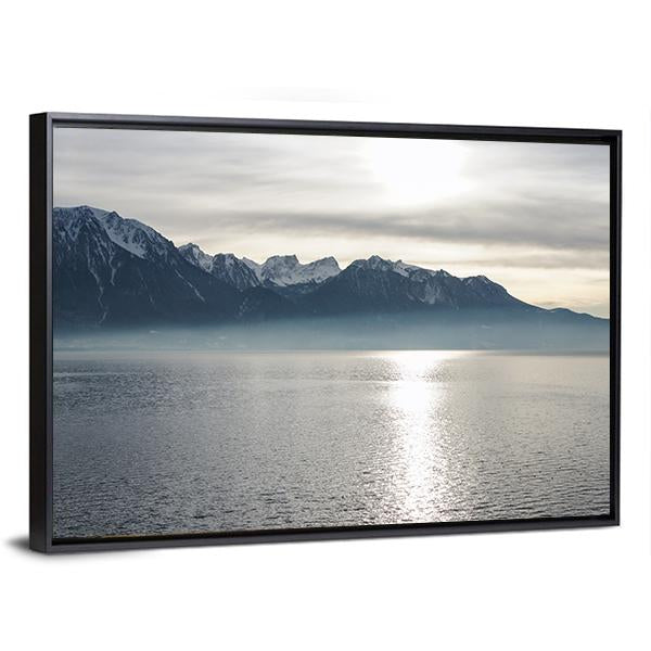 View Of Lake Geneva Canvas Wall Art-3 Horizontal-Gallery Wrap-25" x 16"-Tiaracle