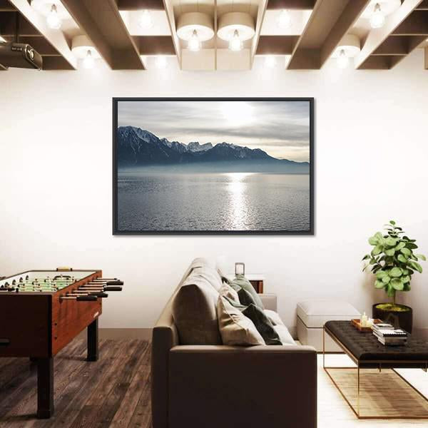 View Of Lake Geneva Canvas Wall Art-3 Horizontal-Gallery Wrap-25" x 16"-Tiaracle