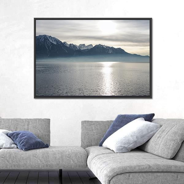 View Of Lake Geneva Canvas Wall Art-3 Horizontal-Gallery Wrap-25" x 16"-Tiaracle