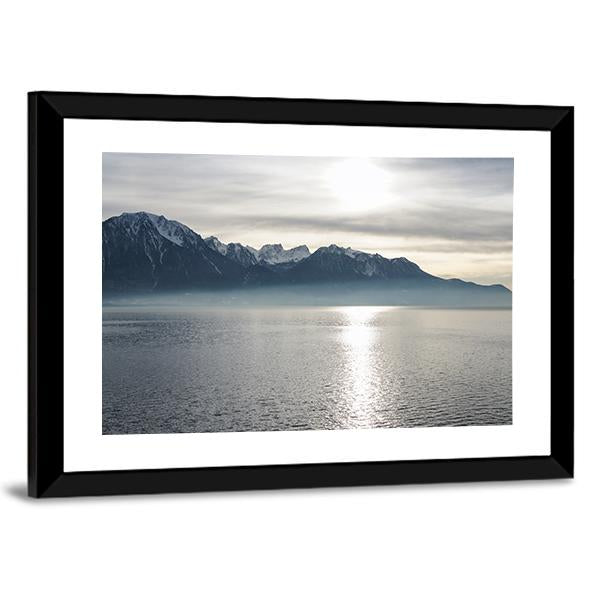 View Of Lake Geneva Canvas Wall Art-3 Horizontal-Gallery Wrap-25" x 16"-Tiaracle