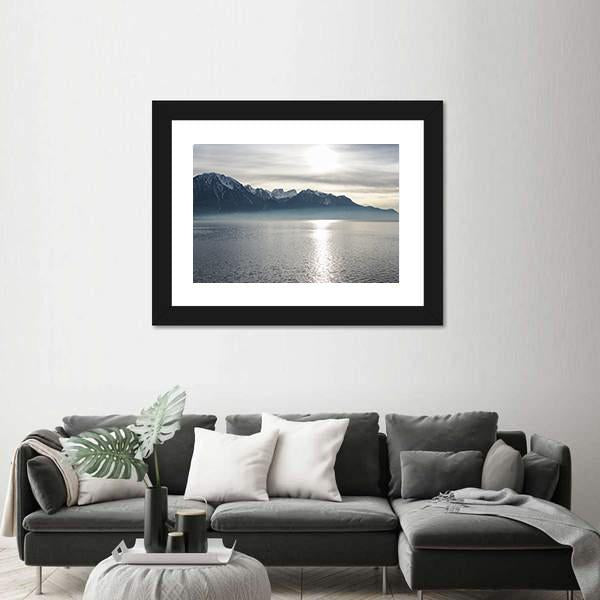 View Of Lake Geneva Canvas Wall Art-3 Horizontal-Gallery Wrap-25" x 16"-Tiaracle