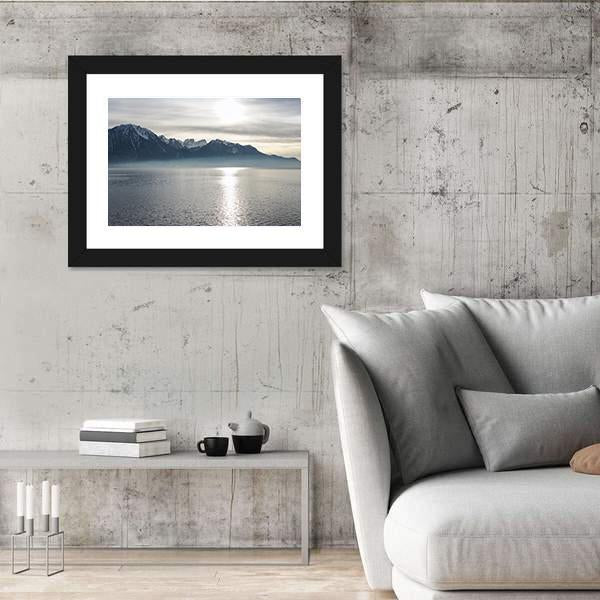 View Of Lake Geneva Canvas Wall Art-3 Horizontal-Gallery Wrap-25" x 16"-Tiaracle