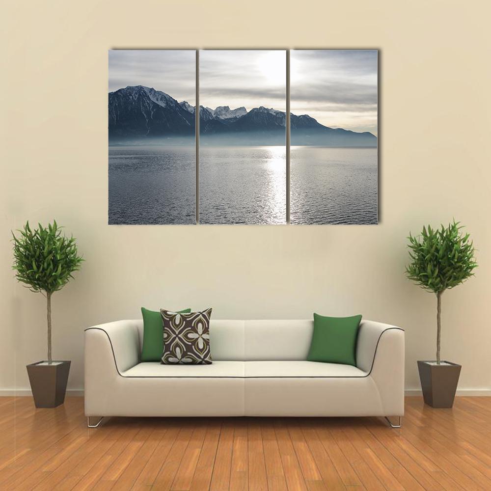 View Of Lake Geneva Canvas Wall Art-3 Horizontal-Gallery Wrap-37" x 24"-Tiaracle