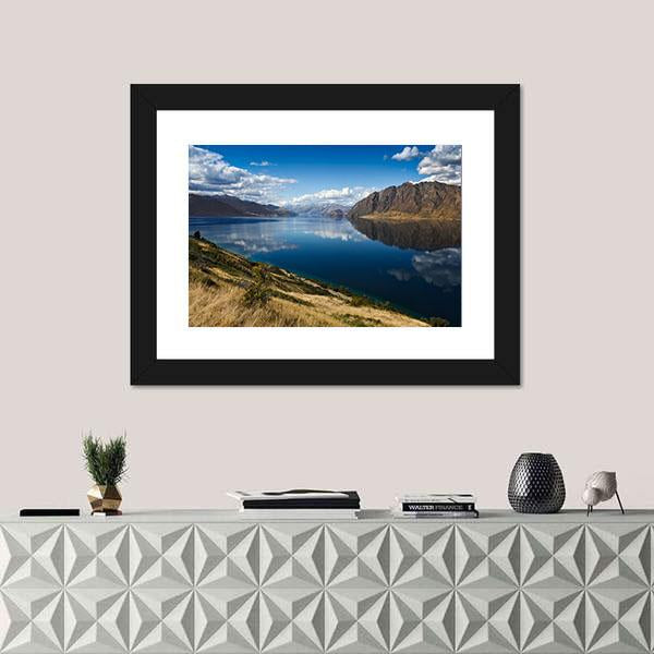 View Of Lake Hawea Canvas Wall Art-1 Piece-Framed Print-20" x 16"-Tiaracle