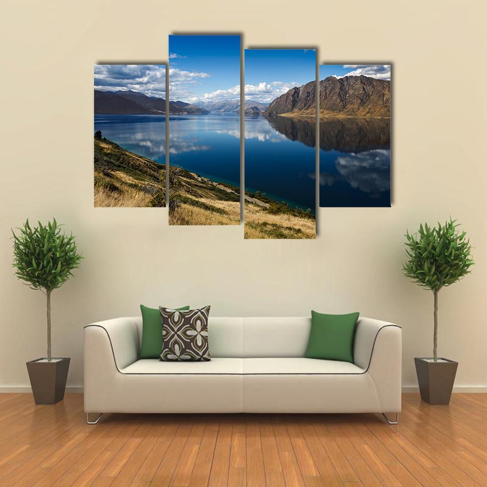 View Of Lake Hawea Canvas Wall Art-4 Pop-Gallery Wrap-50" x 32"-Tiaracle