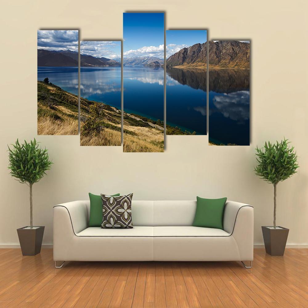 View Of Lake Hawea Canvas Wall Art-5 Pop-Gallery Wrap-47" x 32"-Tiaracle